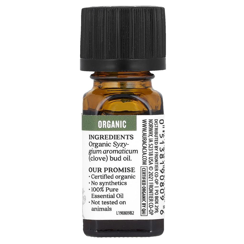 Aura Cacia Чистое эфирное масло, органические бутоны гвоздики, 0,25 жидких унций (7,4 мл)
