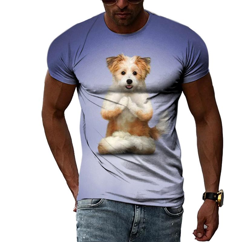 Interesting Animal Dog Graphic T Shirts For Men Summer Fashion Casual Personality Creative Design Street Style 3D Print Tees Top