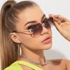 Vintage Sunglasses for Women Brand Designer Rimless Polygon Sun Glasses Fashion Shades Square Cutting Lens Frameless Eyeglasses