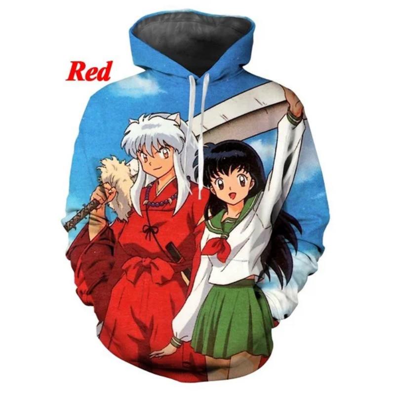 Новая модная толстовка-пуловер для пары с капюшоном в стиле аниме Инуяша с 3D-принтом, толстовка с капюшоном, унисекс-куртка