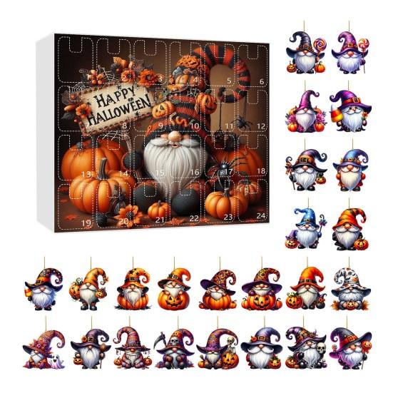 Календарь Адвента на Хэллоуин 2025 Ужасающий кулон-гном Коробка для отсчета 24 дней Милые мини-персонажи