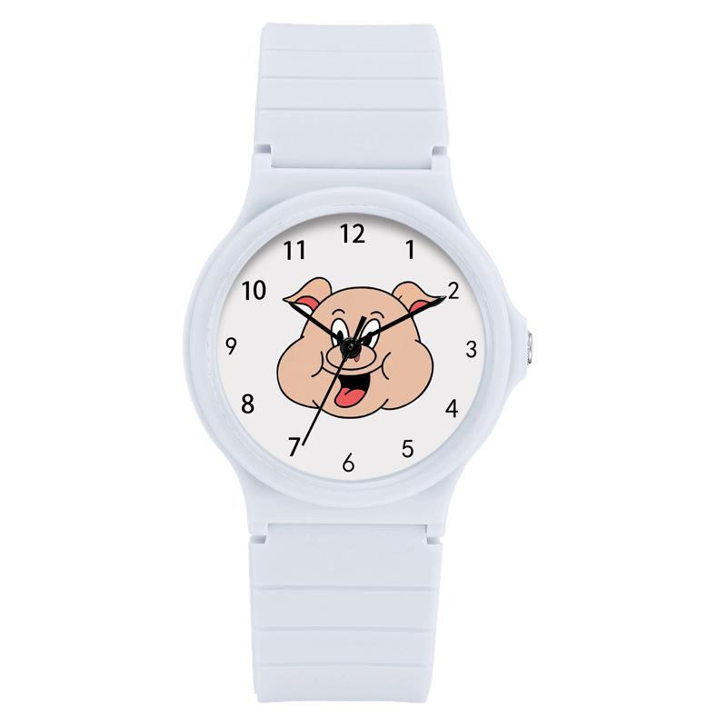 Cartoon Pink Pig Head Piglet Watch Movie Student Waterproof Silicone Quartz Watch