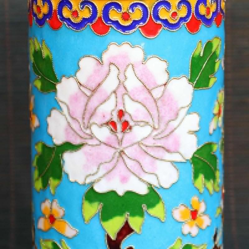 5" Old Chinese Copper Enamel Handmade Flower Exquisite Brush Pots Collect Gift