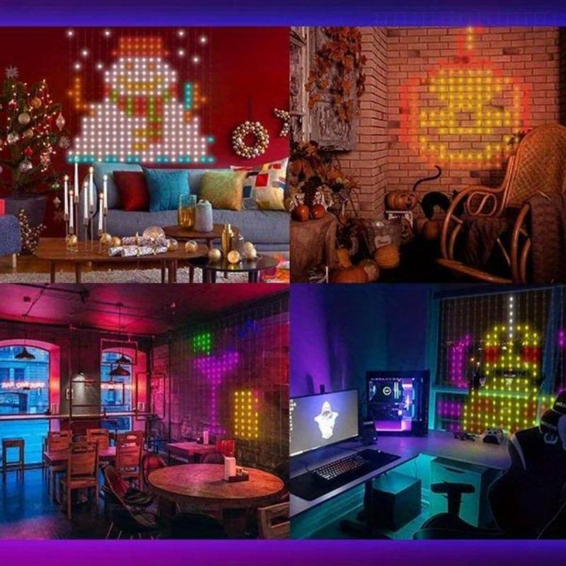 Умные гирлянды RGB LED, Bluetooth-управление через приложение, водонепроницаемые, USB, DIY, отображение текста и узоров для украшения вечеринок