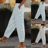 Women's Summer High Waisted Pants Casual Trouser Slacks With Pockets Stripe Printed Trousers