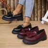 Large Size Platform Bow Loafers Women's 2024 Autumn New Fashion Outer Wear British Style Small Leather Shoes