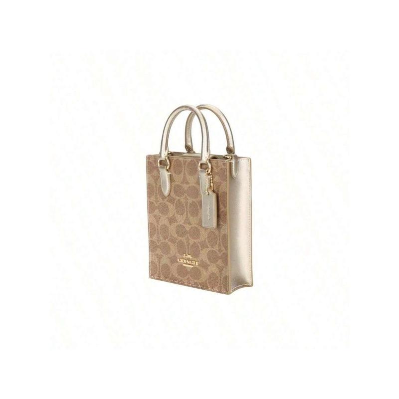 Coach Классическая сумка-портфель из покрытого холста с монограммой и кожаной вставкой, Сумка через плечо, Сумка-кроссбоди, Сумка, Мини, Женская CX188