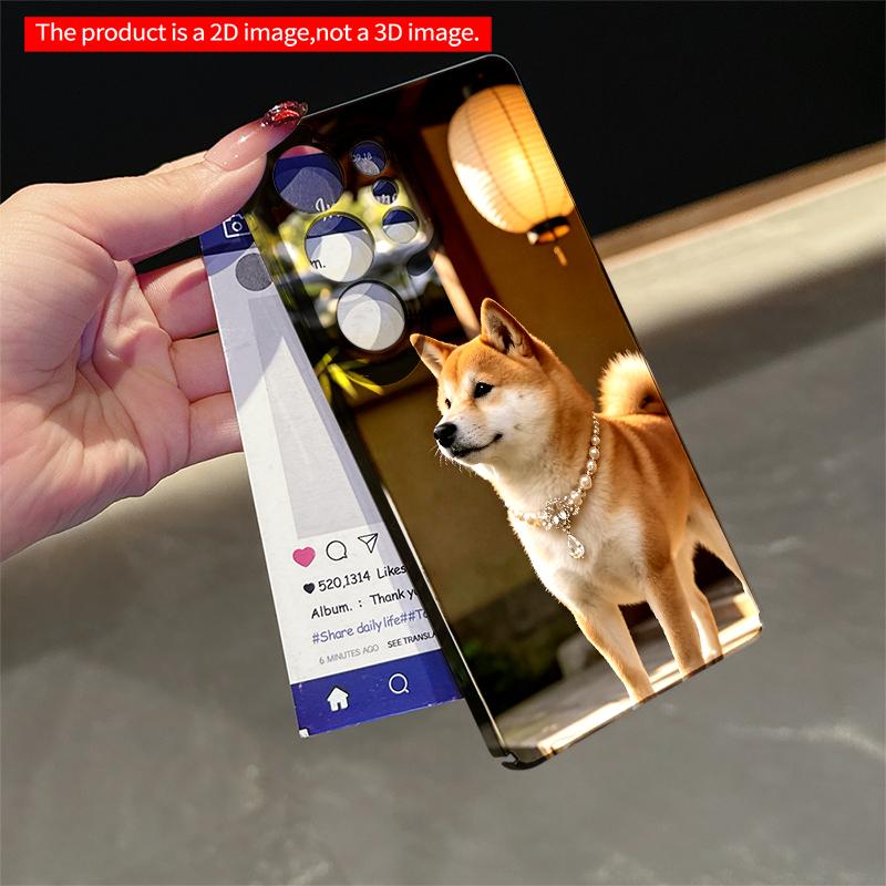 2DFlat Samsung phone case Shiba Inu with Pearl Necklace on Wooden Deck Applicable to Galaxy S22 S23 S24 S25ULTRA S26 A12 A13 A14 A15 A16
