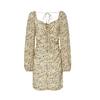MO&Co. Leopard Print Silk Square Neck Lantern Sleeve Dress