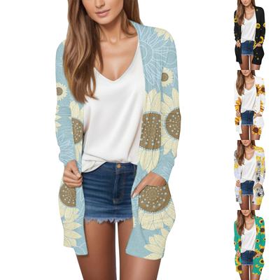 Женская мода Свободный повседневный карманный однотонный кардиган с длинными рукавами на пуговицах Куртка Топы