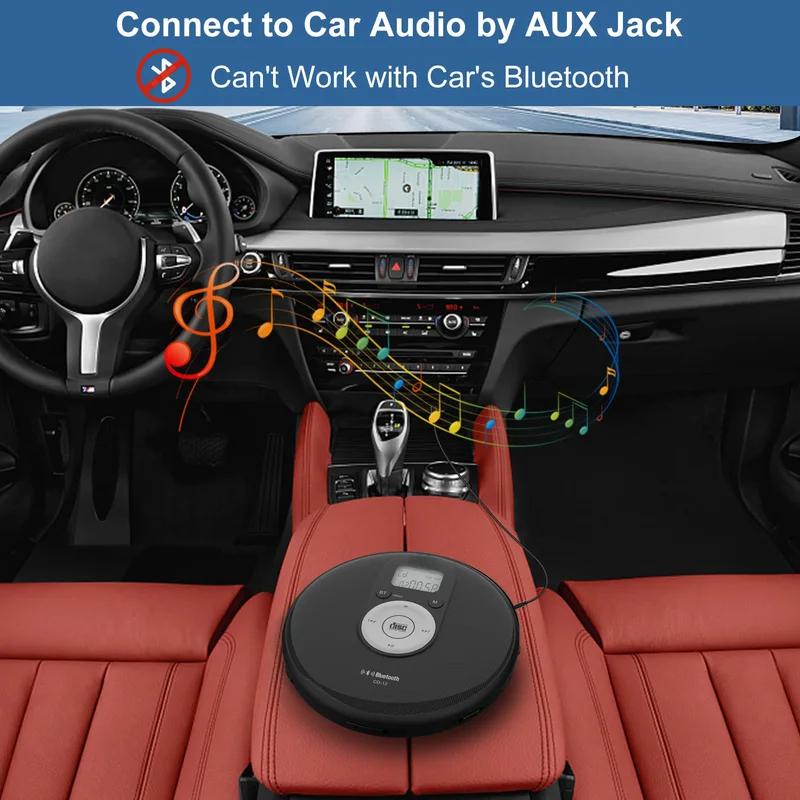 Портативный CD-плеер с Bluetooth, разъемом для наушников, ЖК-дисплеем, компактный CD-плеер Walkman, поддерживает питание переменного/постоянного тока