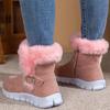 Autumn and Winter New Plus-size Women's Snow Boots Korean Version Thick Color Boots with Fleece Warm New Flat Boots Cotton Shoes
