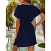 YYFS Женские модные летние весенние однотонные повседневные платья с v-образным вырезом и короткими рукавами и высокой талией