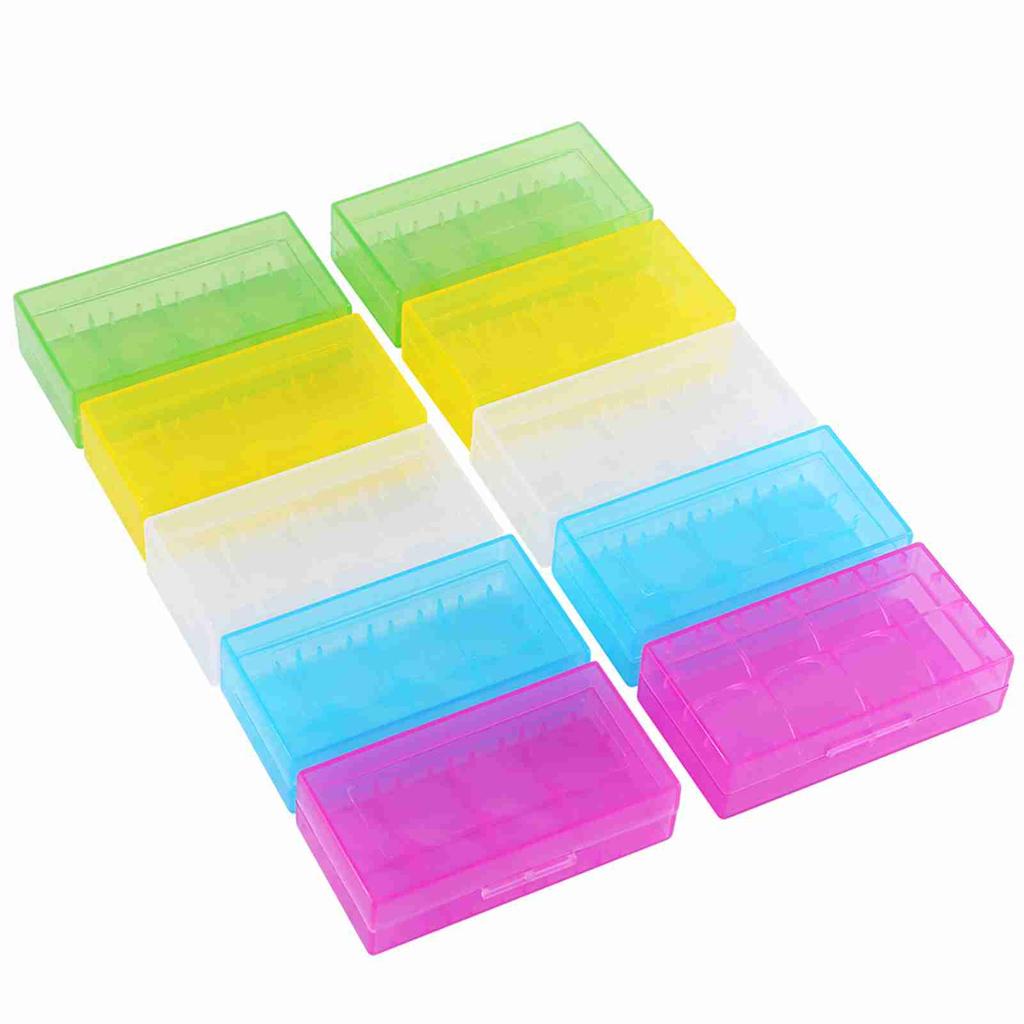 5 Colors Multifunctional Transparent Plastic Holder Storage Box For 18650 18350 Battery 10 Pcs
