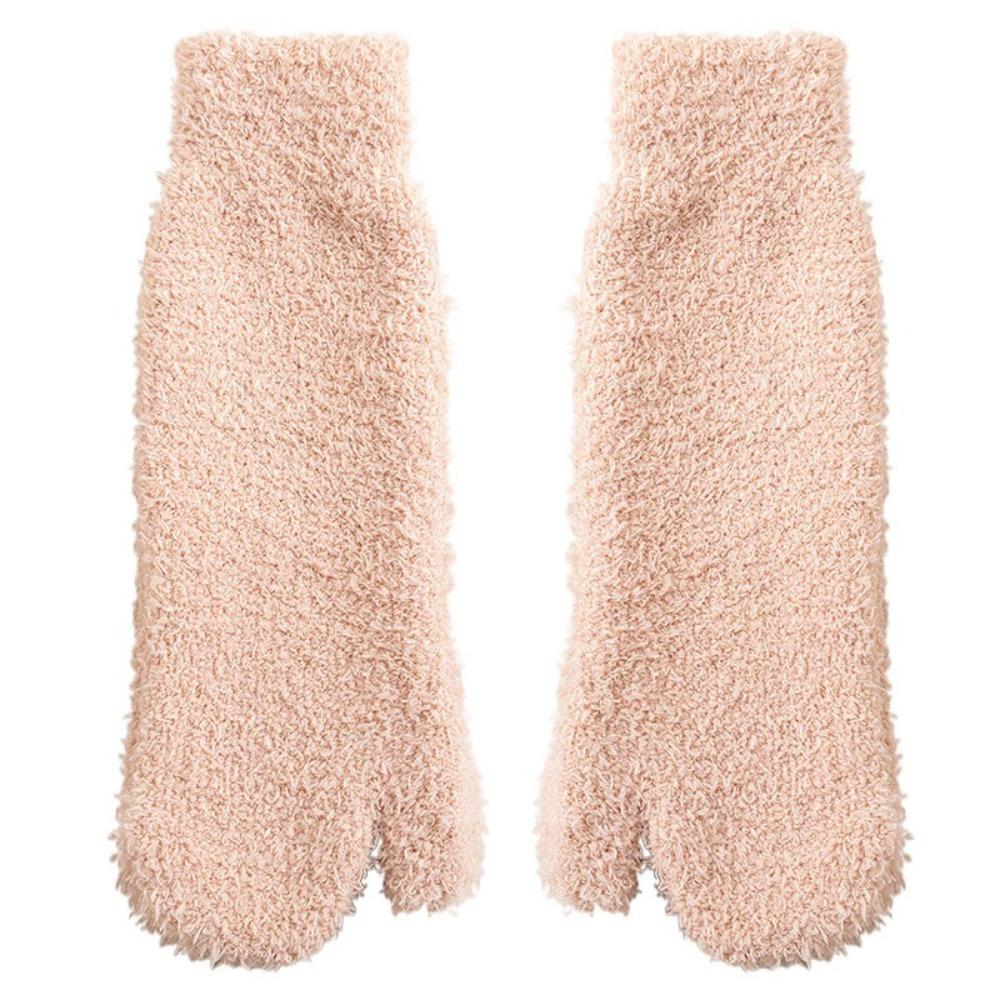 Thickened Warm Separate Toe Plush Socks Mid Tube Floor Socks Winter Two Toe Fleece Socks  Autumn
