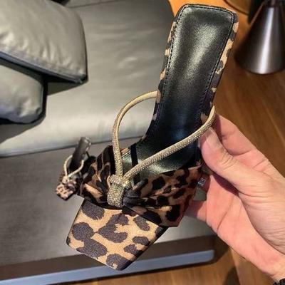 Туфли-стилетто женские с квадратным носком, открытым носком, кристаллами, противоскользящей износостойкой подошвой и высоким каблуком