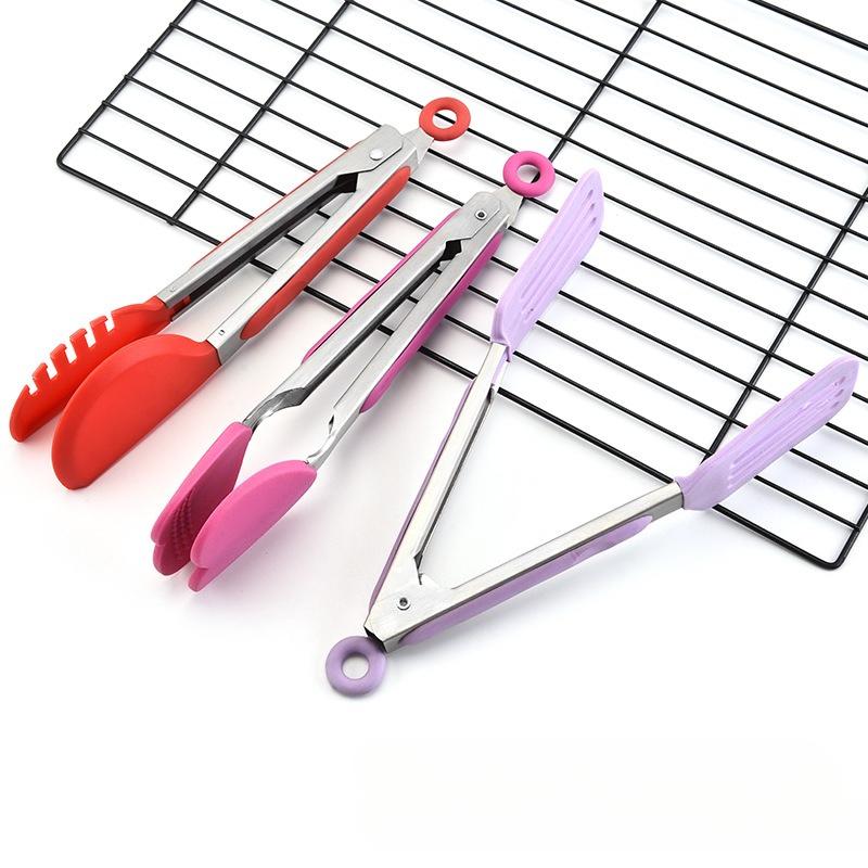 Food Tongs Stainless Steel Tongs Silicone Non-stick Cooking Clips Non-Slip Cooking Clip Clamp BBQ Salad Tools Grill  Accessories