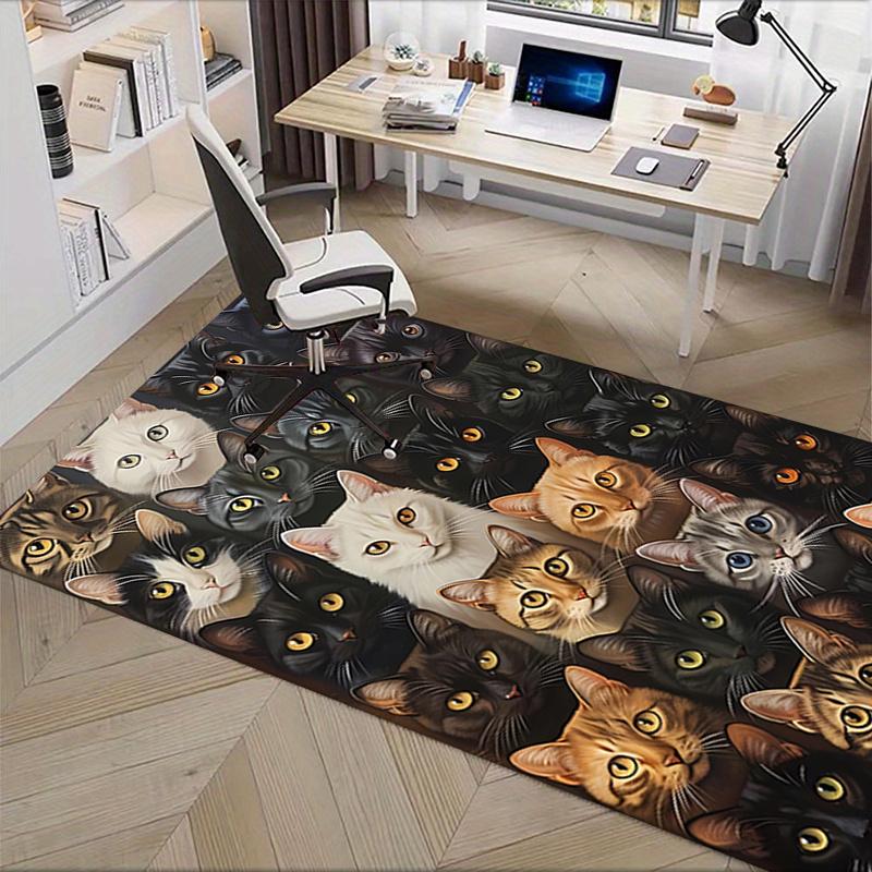 Cute Kitten Theme Chair Mat Office Carpet - Oversized Rug for Home Decor, Sofa Carpet, Office Flooring Gift, Suitable for Bedroom, Living Ro