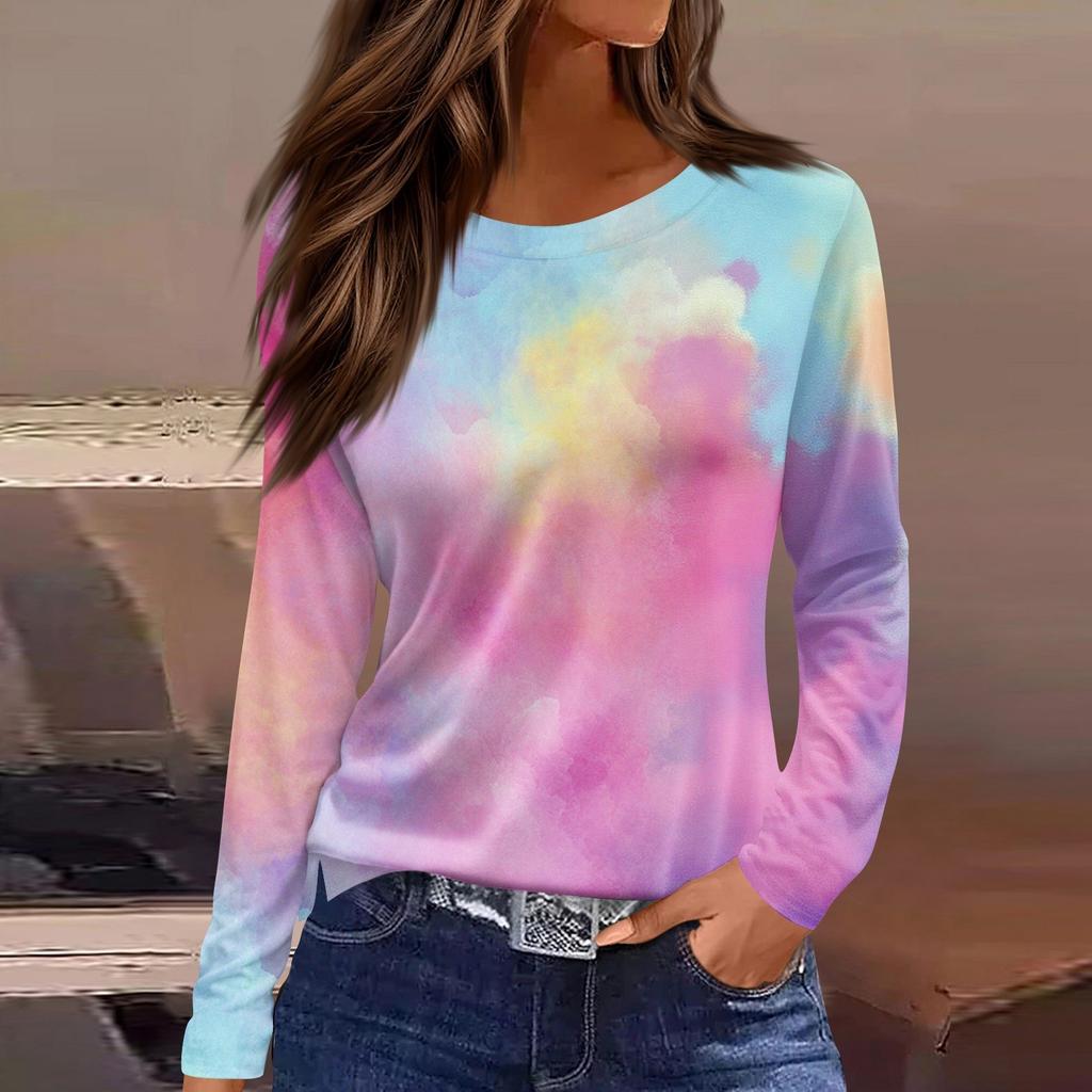 Women's Daily Casual Long-sleeved Printed O-neck Top