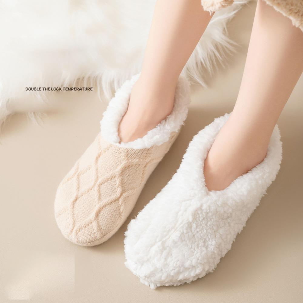 Solid Coral Fleece Socks Non-slip Cotton Socks-Short New Floor Socks Women