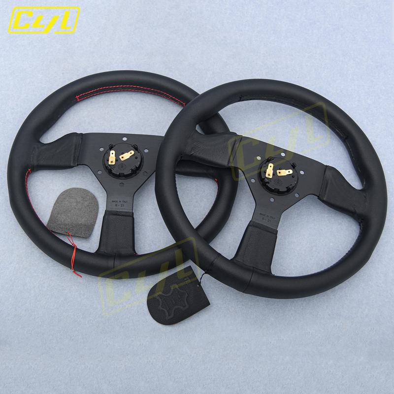 JDM 12.5inch 315mm Microfiber Leather Steering Wheel Red Stitching Racing Sports Steering Wheel