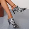 Мода 2025 Новая мода Роскошные леопардовые женские сандалии Кожаная повседневная обувь Каблуки-копытца Острый носок Шлепанцы на щиколотке Большой размер 42