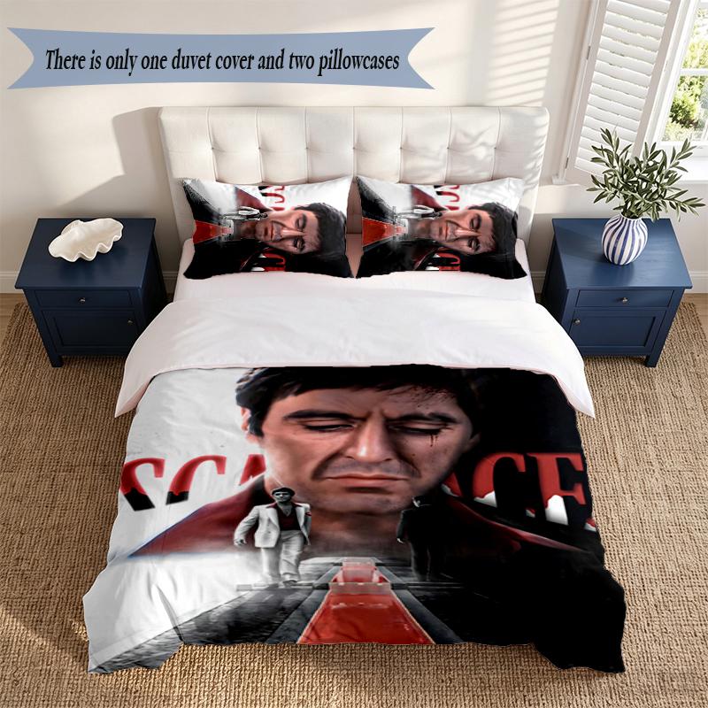 Scarface 3‑Piece Bedding Set Soft Microfiber Duvet Cover Pillowcases Comfortable Bed Linen for Bedroom Decoration
