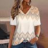 Women's T-Shirt Summer V-Neck Short Sleeve Striped Graphic Print Outdoor Casual Pullover Female T Shirts Oversized Clothing