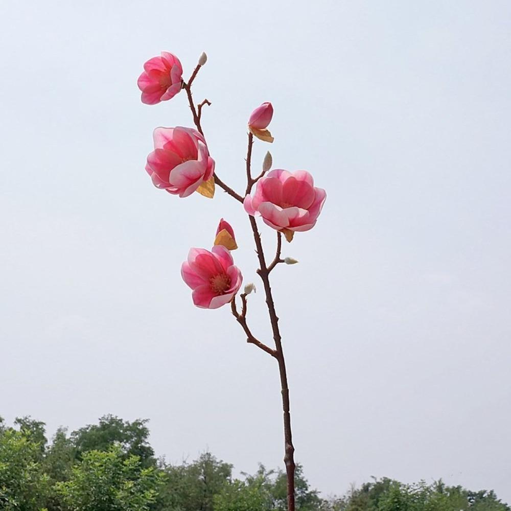 Real Touch Artificial Magnolia Branches Floral Art Fake Flower Wedding Party Decor