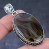 Подвеска из стерлингового серебра 925 пробы с натуральным агатом Монтана ручной работы 2,36 дюйма O2L81