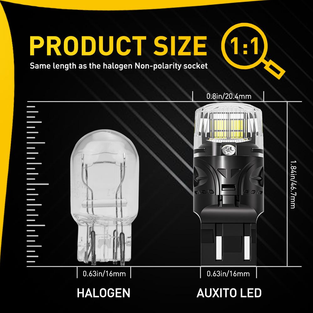 AUXITO 2Pcs Canbus T20 LED 7443 W21/5W Led Bulbs 7440 WY21W W21W Reverse Parking Lamps Daytime Running Light No Error 6500K 3