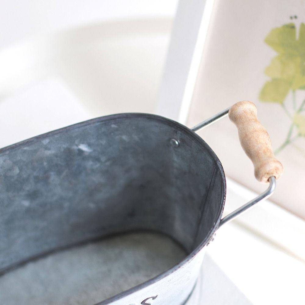 Rustic Iron Oval Flowerpot European Style Wooden Flower Bucket Retro Flower Vase  Succulent Plants