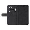 For Nothing Phone (3a) Wallet Case Leather Phone Cover Stand with Curved Line Design -  Black