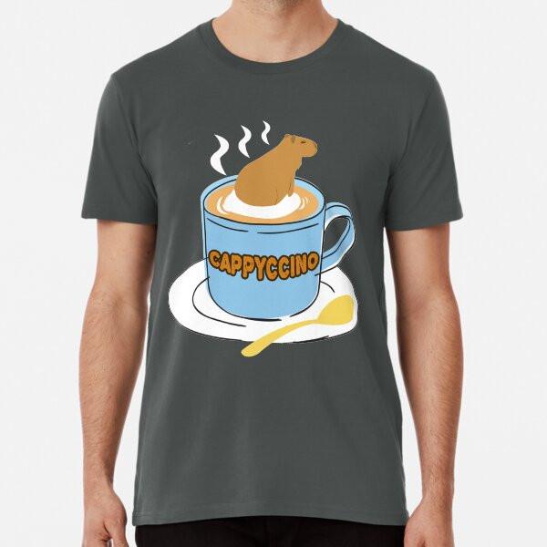 Футболка с надписью Cappyccino Capybara Coffee Pun S-5XL Лучшая футболка