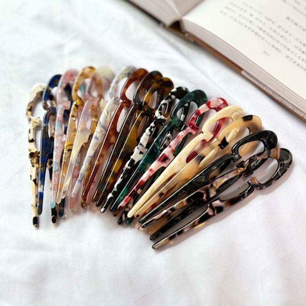 Acetate Hair Sticks U-Shaped Bun Hairpin Sweet Meatball Head Hairclip  For Woman Girl