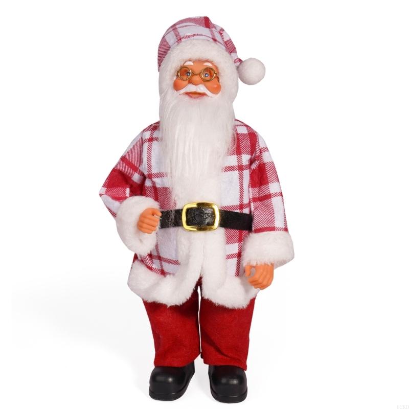 62KD Christmas Standing Santa Figurine 12Inch Multicolored Santa Dolls Holiday Decors
