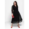 Black Plus Size Lined Belted Chiffon Dress
