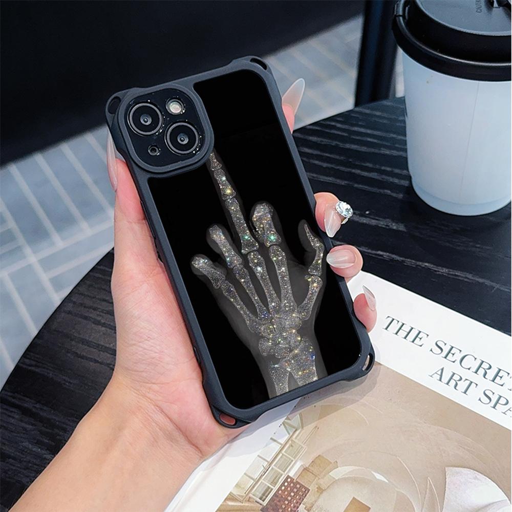 Мягкие чехлы для телефонов Ae80 Gesture Greeting Design Art для iPhone 16 15 14 13 12 11 Pro Max 8 Plus XR с ремешком на запястье, защитным шнурком для углов, задней крышкой