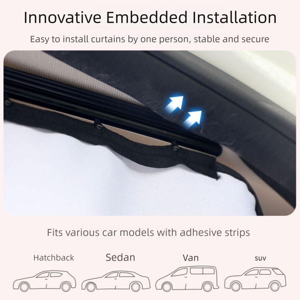 UV Protection Cartoon Car Curtain Embedded Rail Side Window Sunshade Cover  Rear Seat