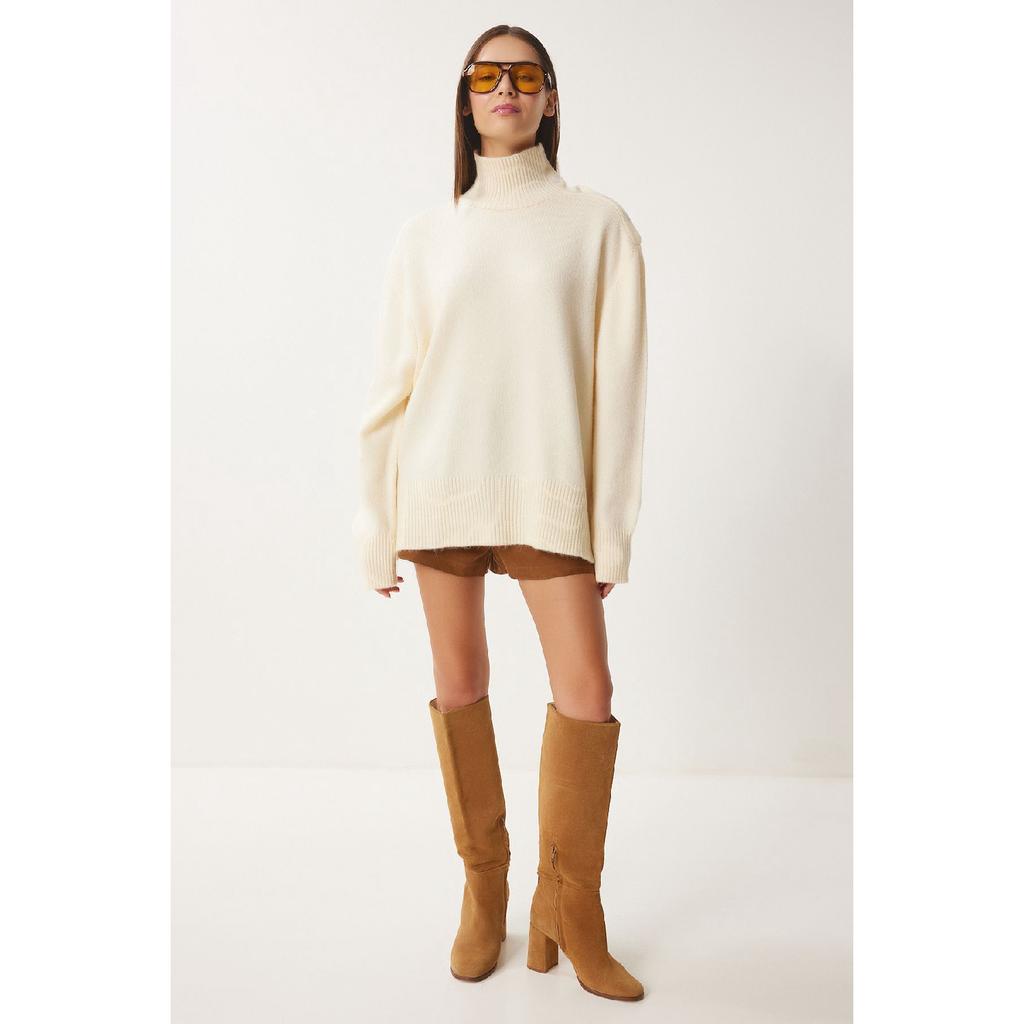 Women's Anthracite Turtleneck Knitwear Sweater Fn03390