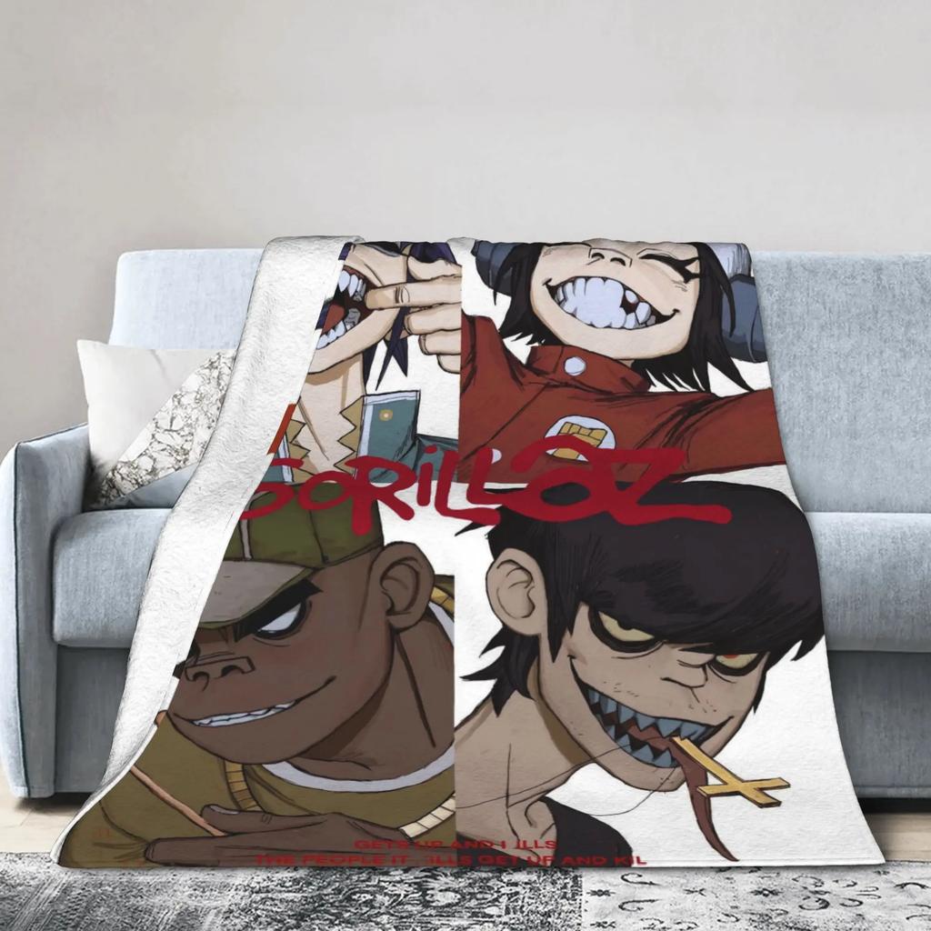 Мягкое плюшевое одеяло Gorillaz для девочек и мальчиков, фланелевое покрывало для дивана-кровати, новинка для улицы