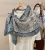Silk Mulberry Silk Silk Scarf Plain And Elegant Water Ink Bamboo Silk Scarf Women'S Double Crepe Scarf Shawl