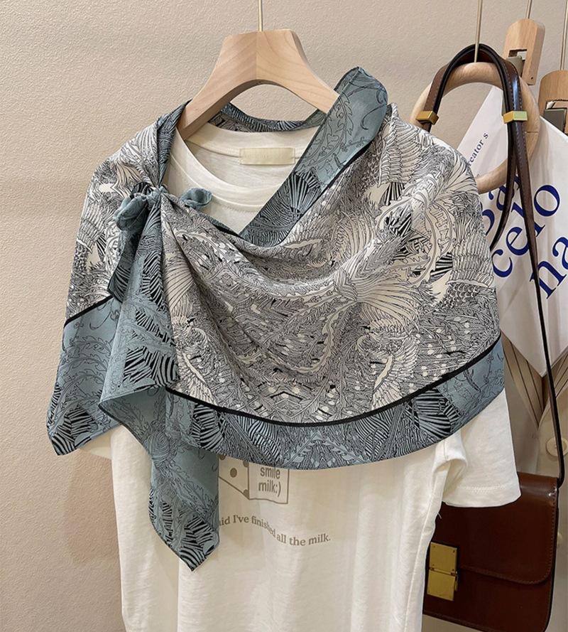 Silk Mulberry Silk Silk Scarf Plain And Elegant Water Ink Bamboo Silk Scarf Women'S Double Crepe Scarf Shawl