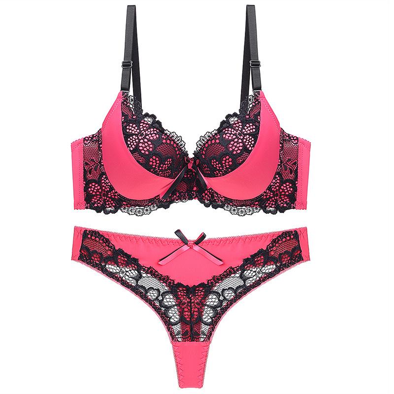 European and American Style Women's Sexy Lace Underwear Set Push Up Bra and Panty Set Fashionable Shaping Lingerie Set
