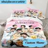 Custom Name 3PCS K-pop Idol Collage Bedding Set, Including 1pc Duvet Cover And 2pcs Pillowcases, Suitable for dorms and bedrooms Gift