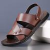 Модные летние сандалии для мужчин, мягкие повседневные спортивные тапочки из кожи, нескользящие дышащие римские туфли, пляжные шлепанцы, садовая обувь