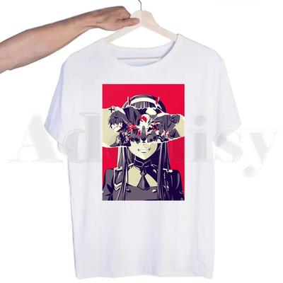 Zero TWO Darling In The Franxx Anime 02 Harajuku Футболка с коротким рукавом Мужская футболка с принтом Мужские топы Футболки Мужская футболка