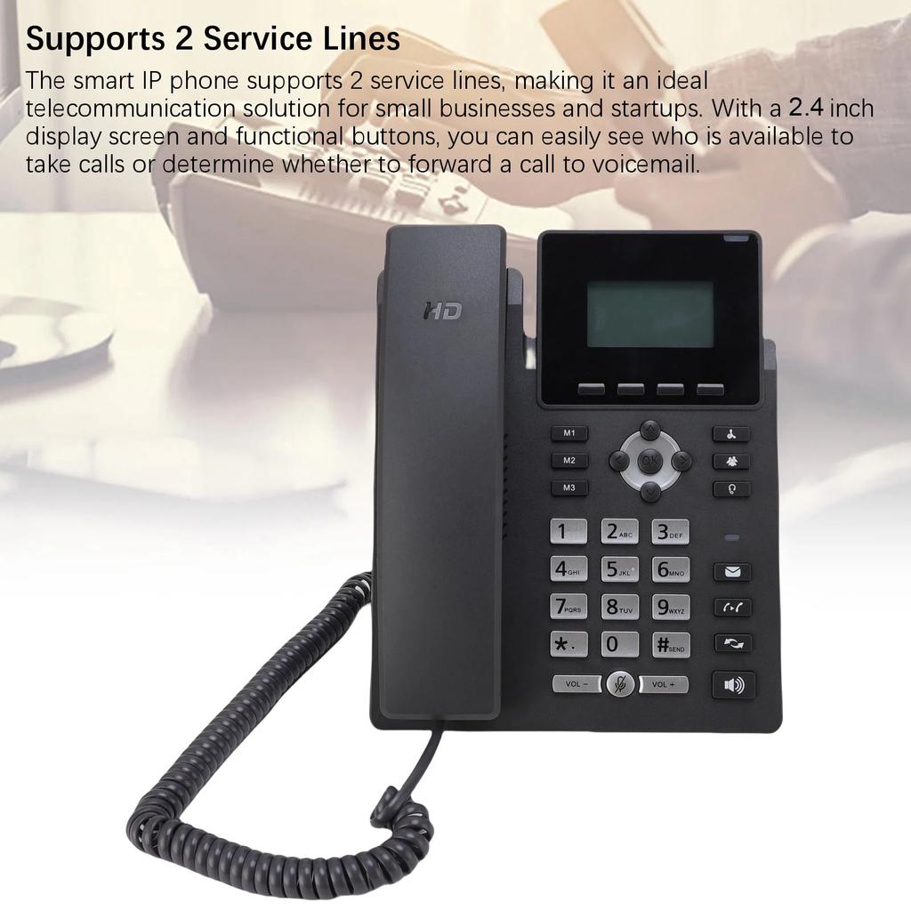 IP-телефон 2,4 дюйма IP-телефон VoIP-аккаунты 2,4-дюймовый цветной дисплей Двухпортовый Gigabit Ethernet Настольный бизнес-медиафон IP-телефон