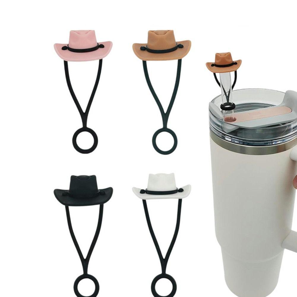 1/4Pcs Reusable Silicone Cowboy Hat Straw Covers Dust-Proof Straw Caps for Stanley Cup 30 40 Oz Bar