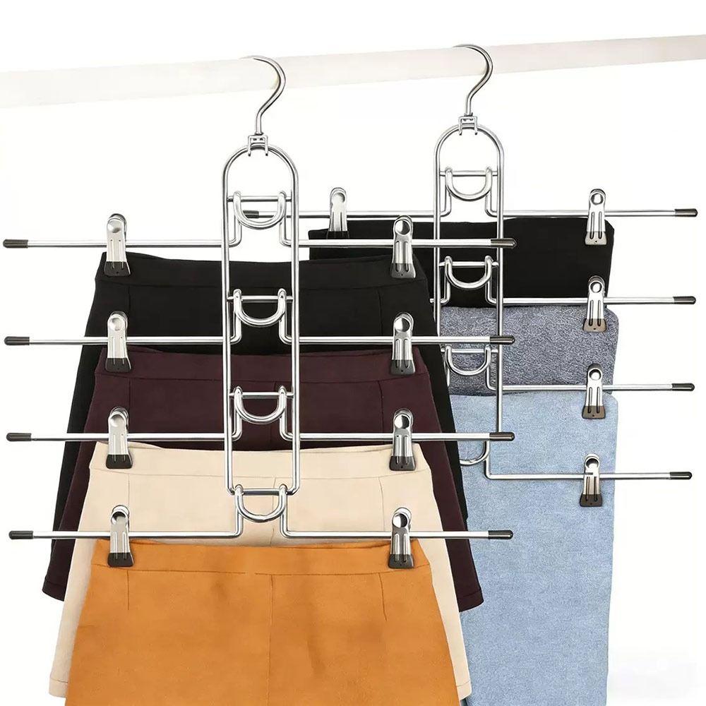 Metal Multi Layer Hanger Non Slip Tips Clip Hanger New Skirt Hanger  Closet Organization